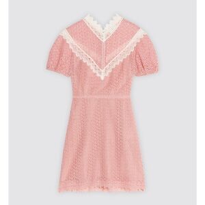 Sandro Pink Two-tone lace dress with high neck (size 36)
